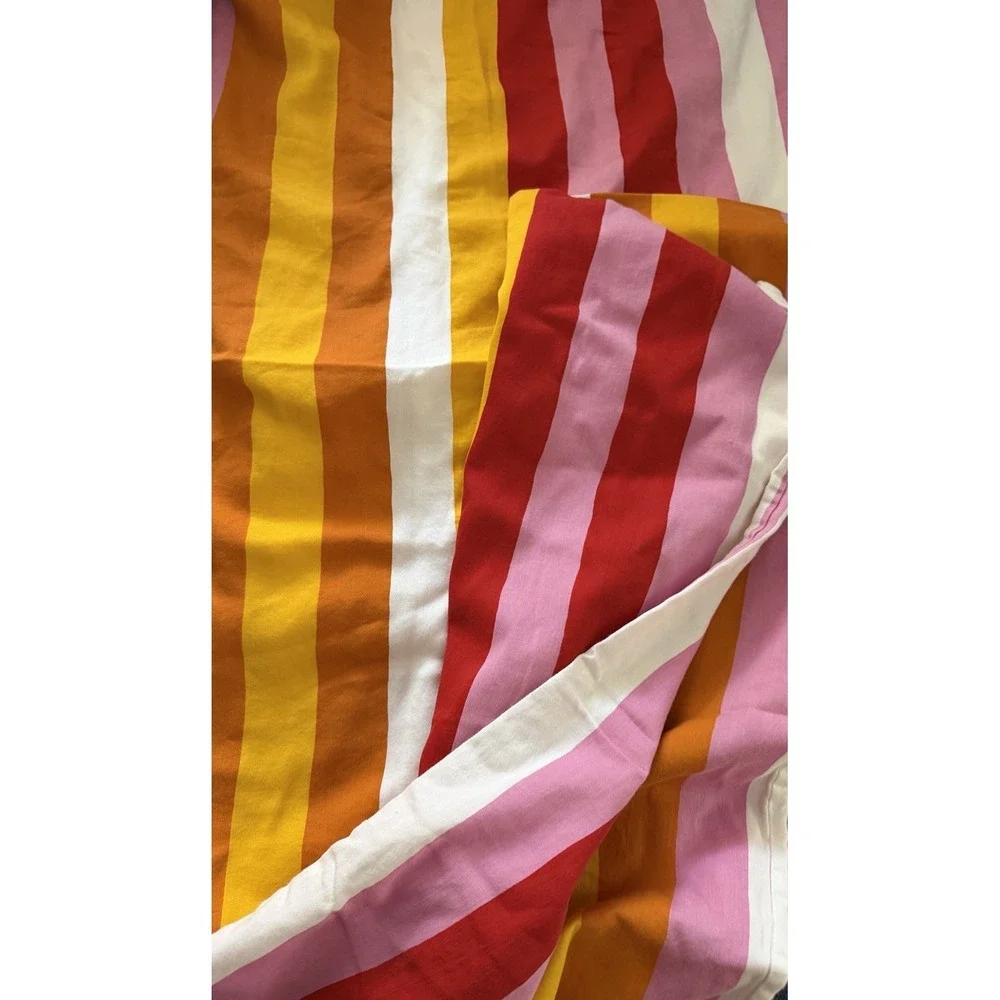 Vintage IKEA Barnslig Rand Animal Stripe Twin Duvet Cover Case 2 PC Orange Pink